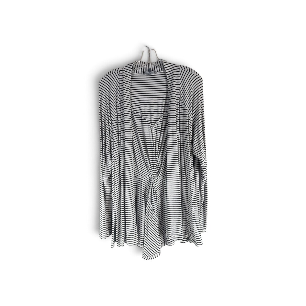 Market & Spruce Striped Open Front Draped Cardigan Black White‎ XXL SE7355P